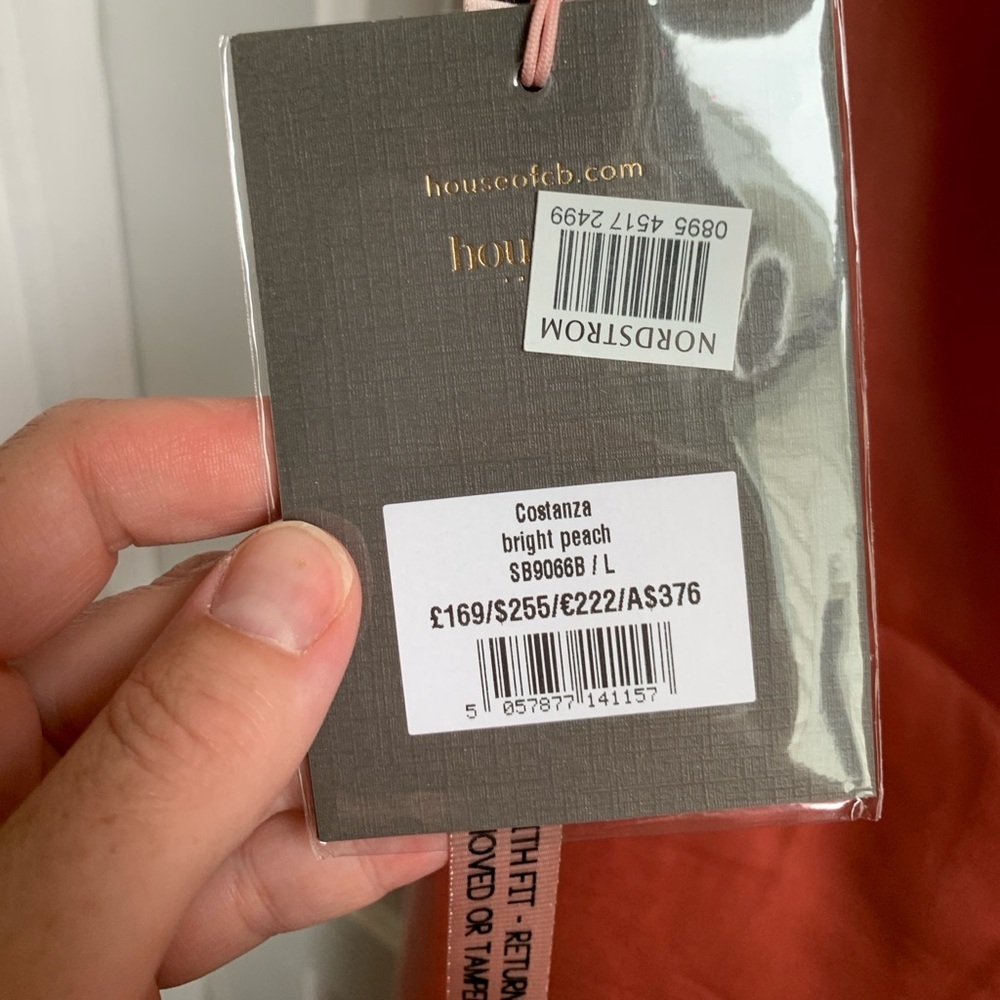 NWT House Of CB Constanza Dress Bright Peach Large Bridesmaid - Picture 7 of 9